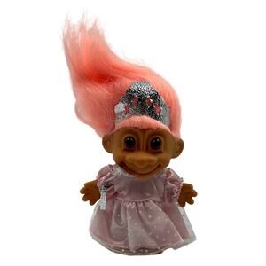 RUSS Vintage Princess Pink Fairy Troll Doll Dotted Dress Peach Hair 90's Glenda